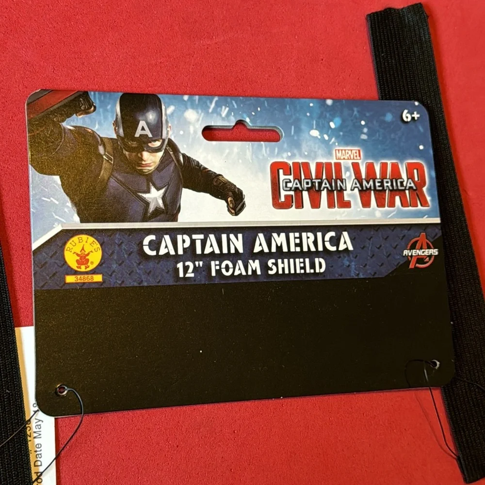 NWT - 12” Foam Captain America Shield with elastic straps/handles